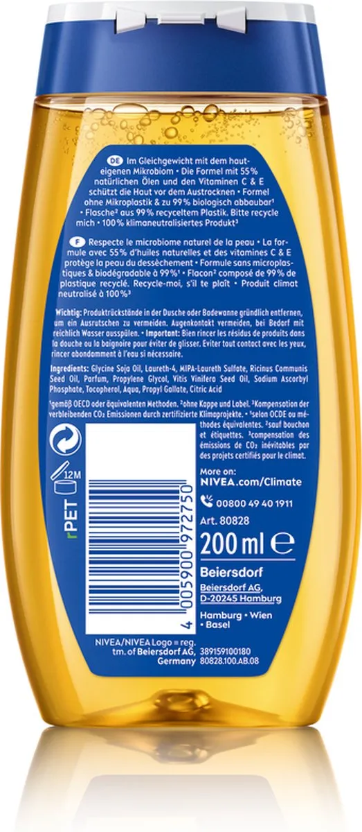 NIVEA Natural Shower Oil - 6x200ml