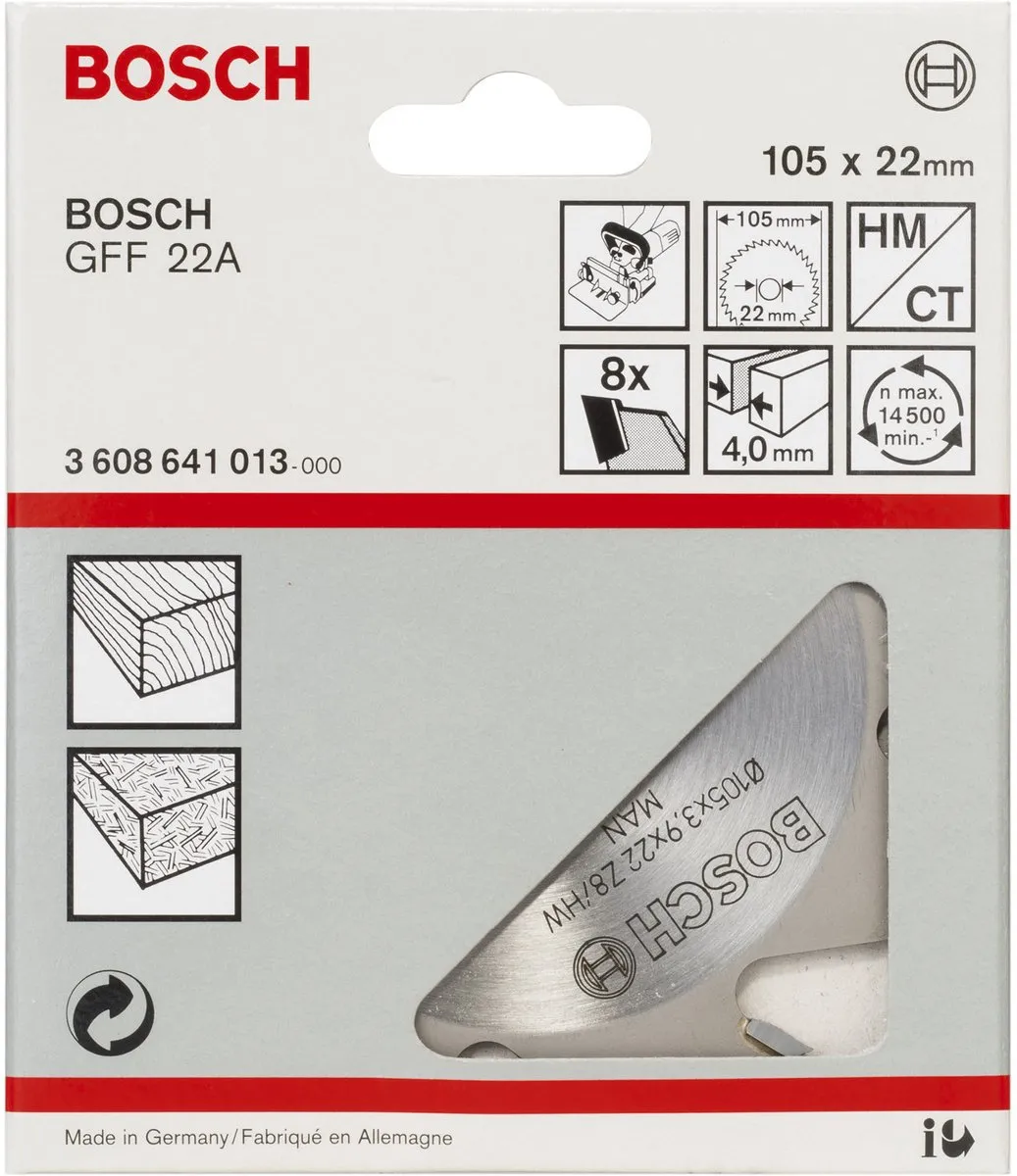 Bosch Schijfrezen 105X22X4 T8 - 105mm