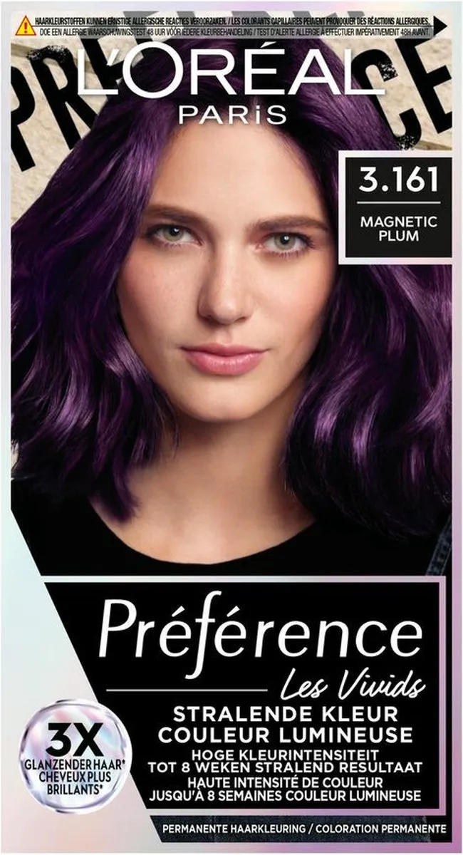 L'Oréal Paris Preference Vivids 3.161 Magnetic Plum Haarkleuring - 6 Stuks