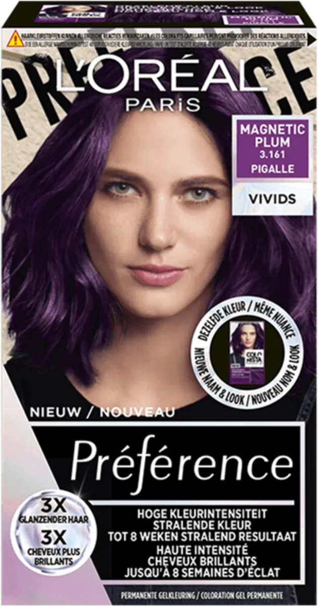 L'Oréal Paris Preference Vivids 3.161 Magnetic Plum Haarkleuring - 6 Stuks