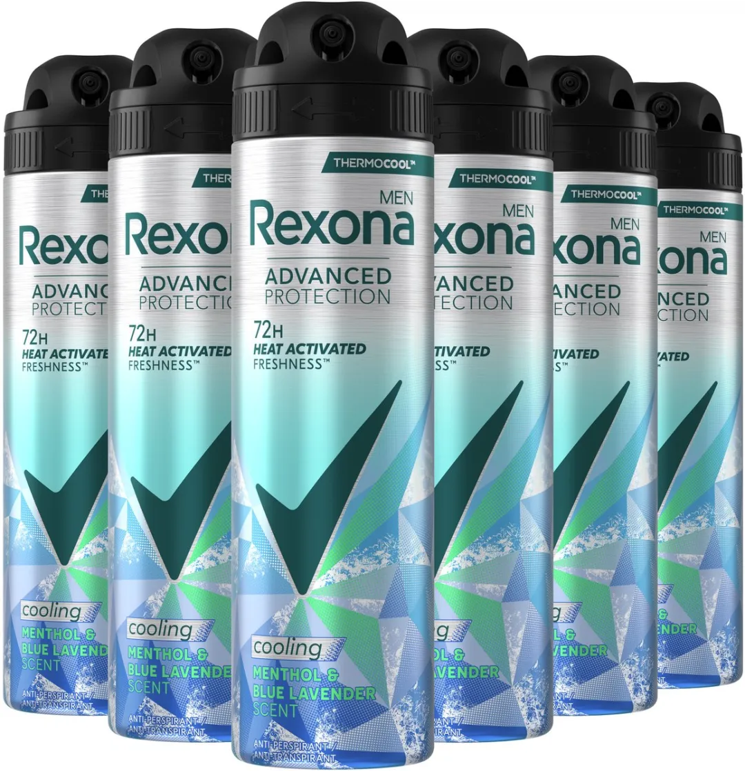 Rexona Men Advanced Protection Thermocool Spray - 6x150ml - Menthol & Blue Lavender