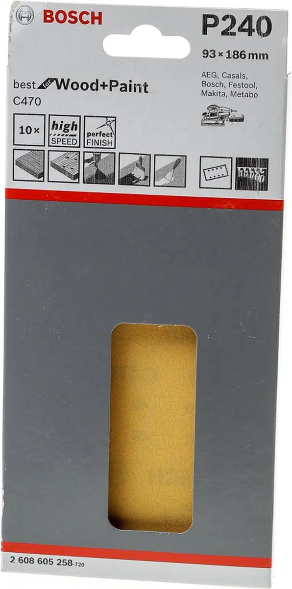 Bosch Schuurbladset 10-delig 93x185mm - 240 grit