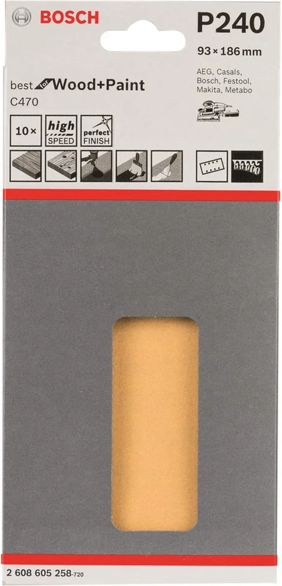 Bosch Schuurbladset 10-delig 93x185mm - 240 grit