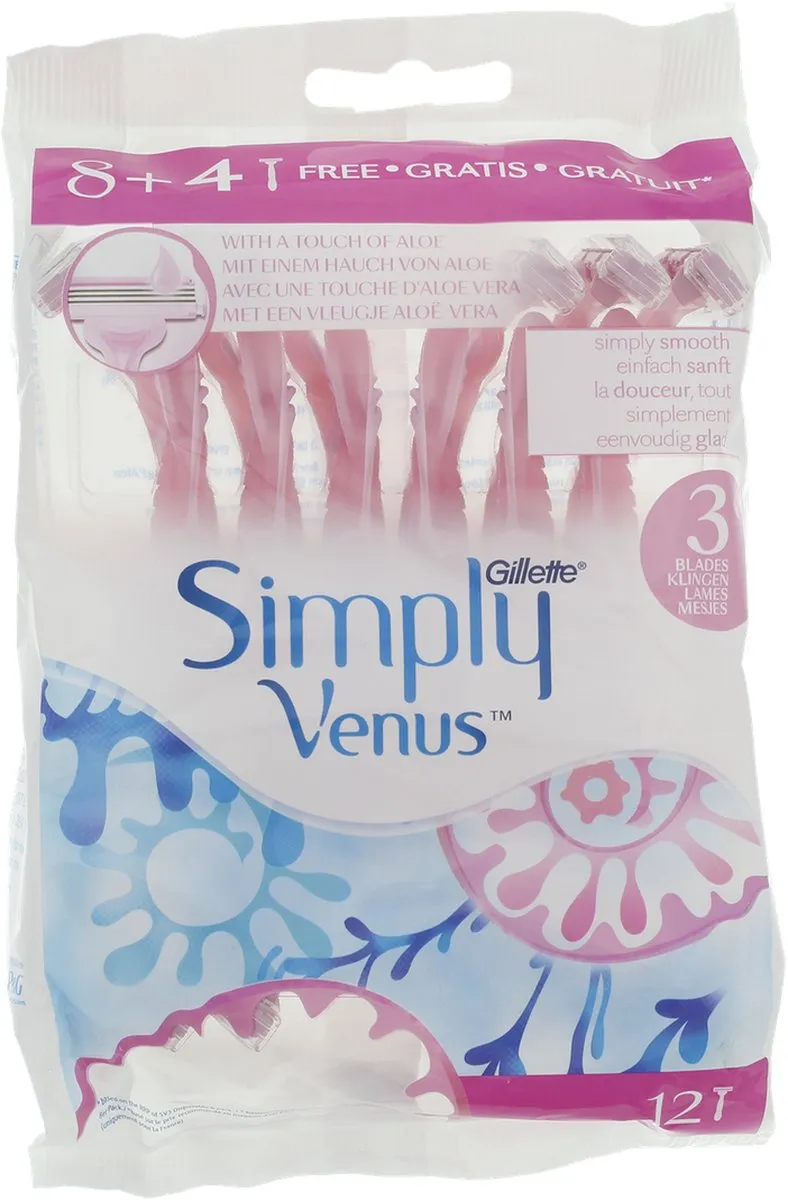 Gillette Venus Simply Venus Scheermesjes 12 Stuks - 3 Bladen - Roze