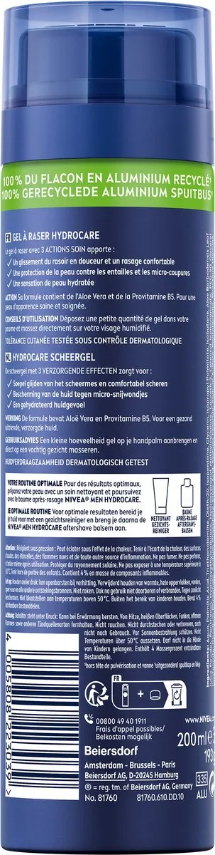 NIVEA MEN Hydrocare Scheergel 200ml - Aloë Vera & Vitamine B5 - afbeelding 6 van 6