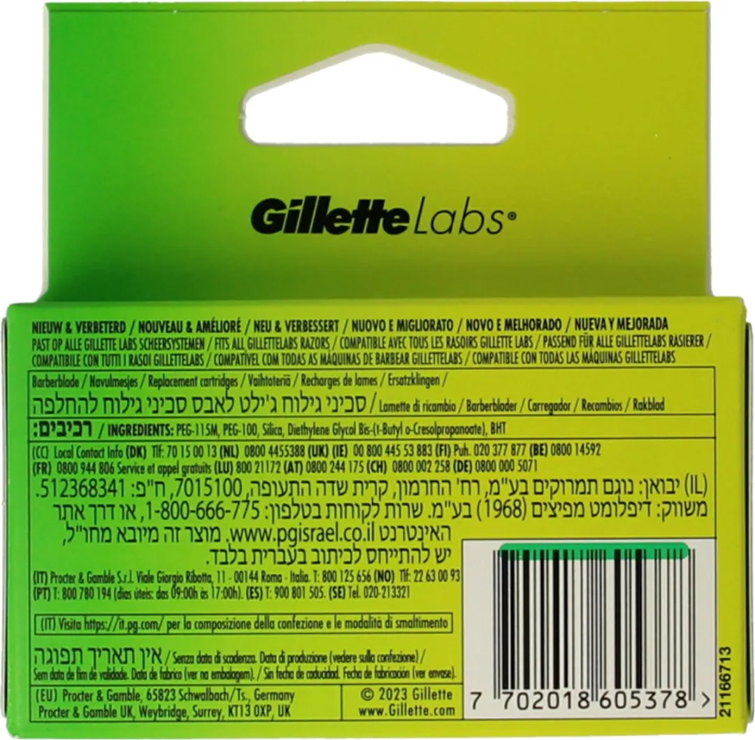 GilletteLabs Scheermesjes 5-blades - 4 Stuks - Zwart