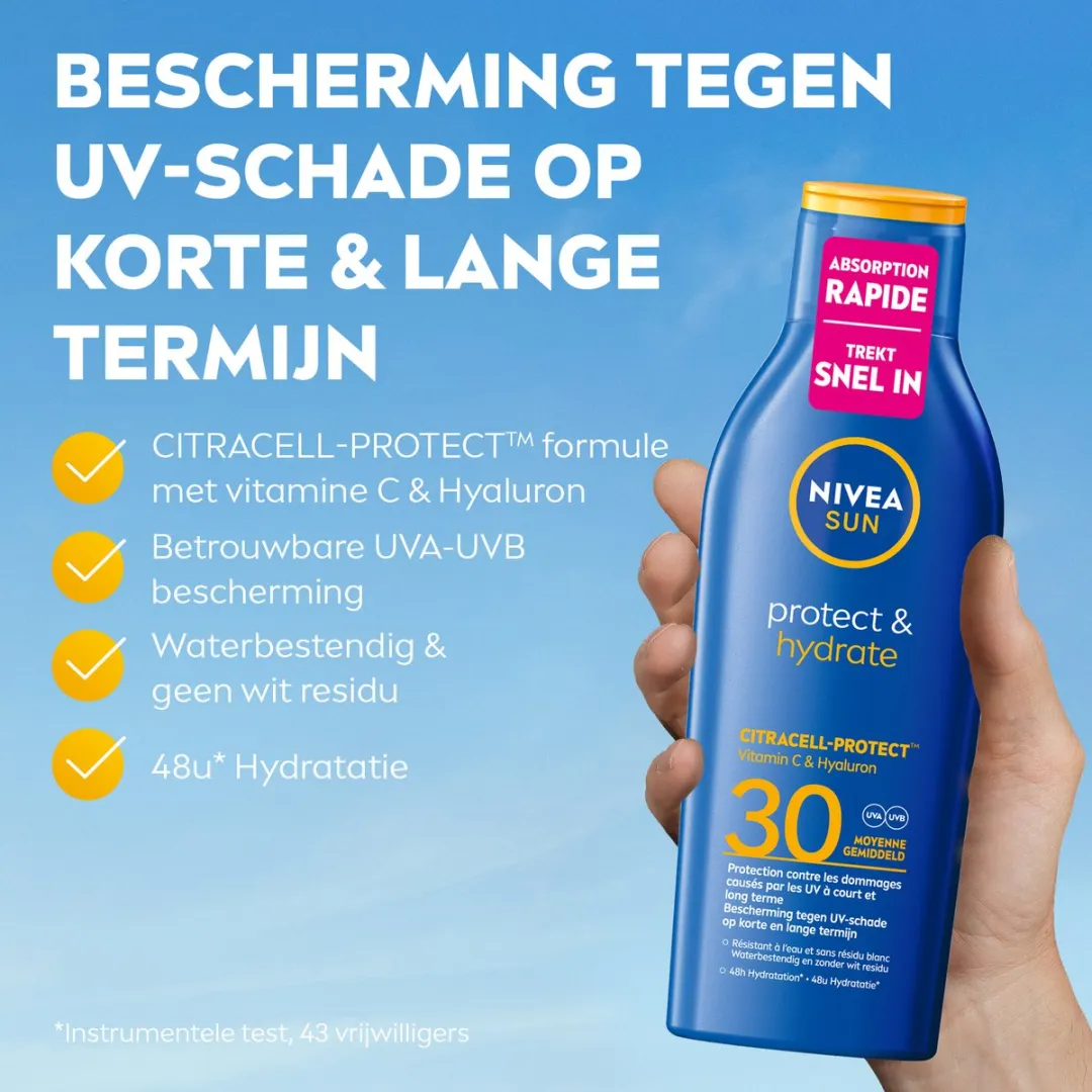 NIVEA SUN Protect & Hydrate Zonnebrand SPF 30 Zonnemelk 200ml