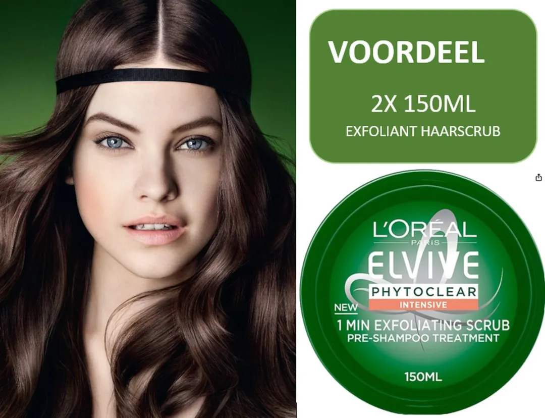 L'Oréal Paris Elvive Phytoclear Haarmasker & Scrub 2x150ml