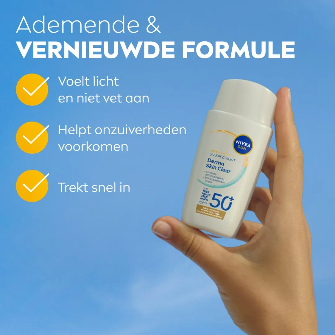 NIVEA SUN UV Face Derma Skin Clear Zonnebrandcrème SPF50+ 40ml