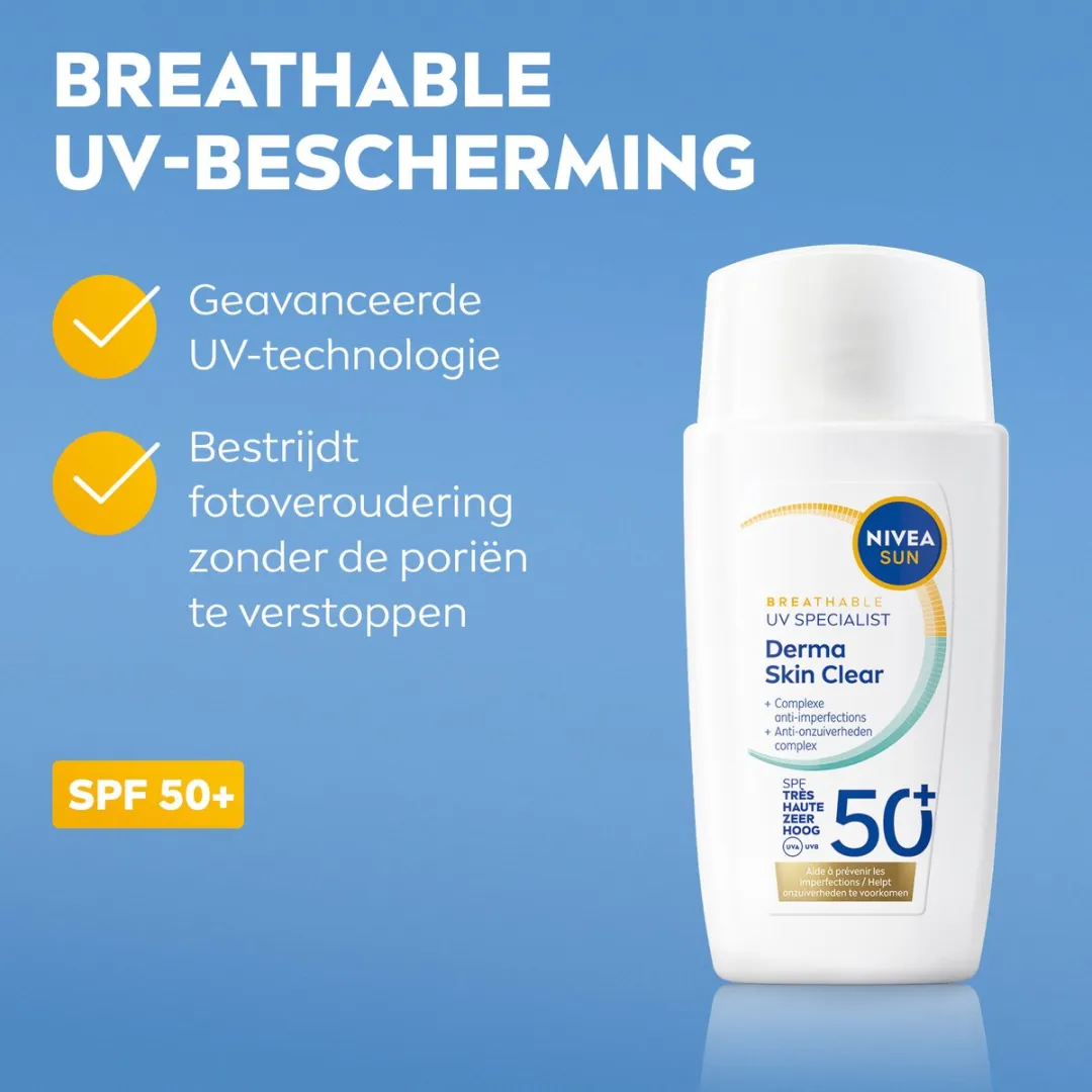 NIVEA SUN UV Face Derma Skin Clear Zonnebrandcrème SPF50+ 40ml