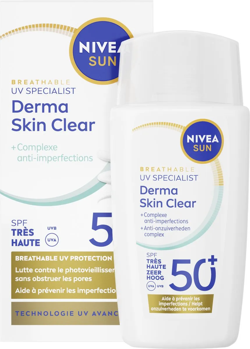 NIVEA SUN UV Face Derma Skin Clear Zonnebrandcrème SPF50+ 40ml