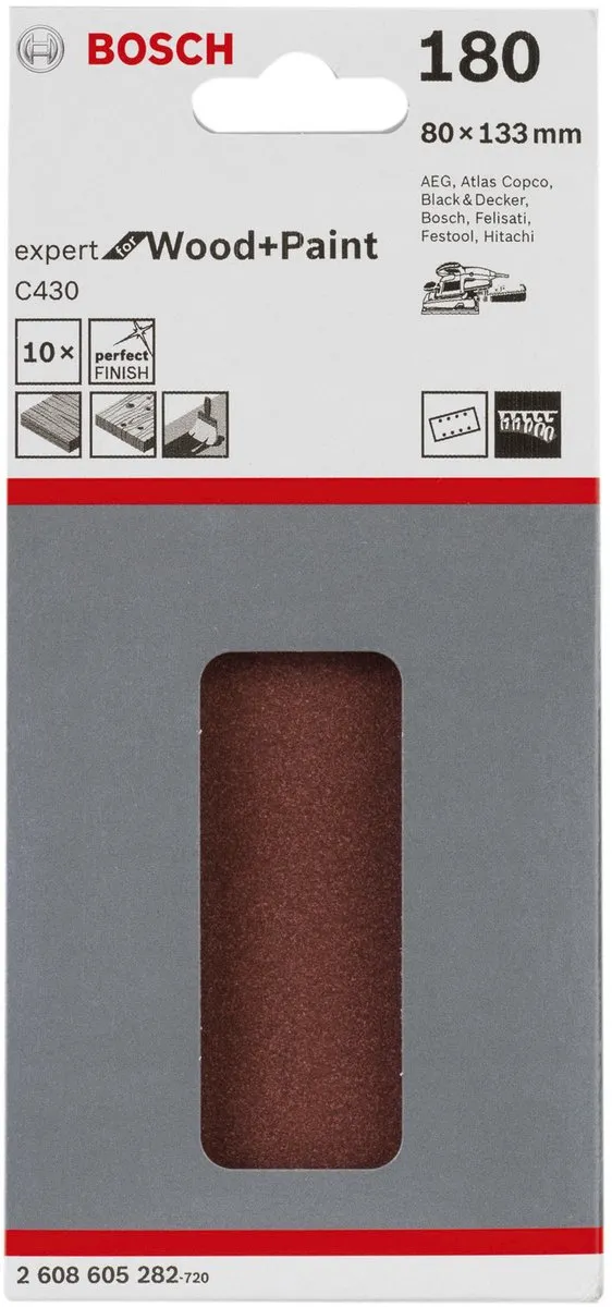 Bosch 10-delige Schuurbladset 80x133mm - 180 grit