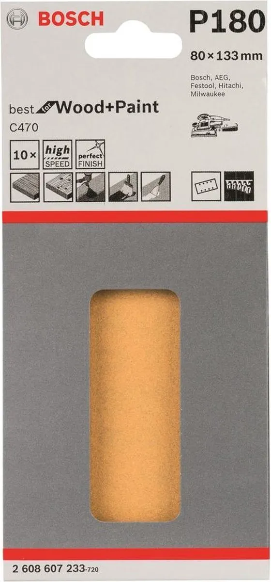 Bosch 10-delige Schuurbladset 80x133mm - 180 grit