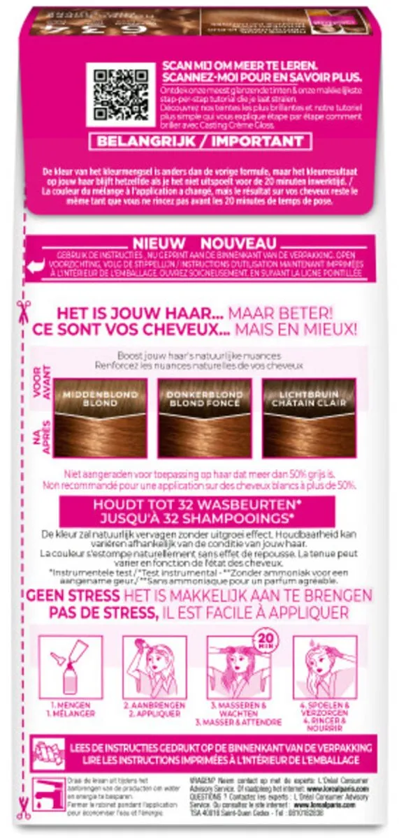 L'Oréal Paris Casting Crème Gloss 634 Donker Goudkoperblond - 6 Stuks
