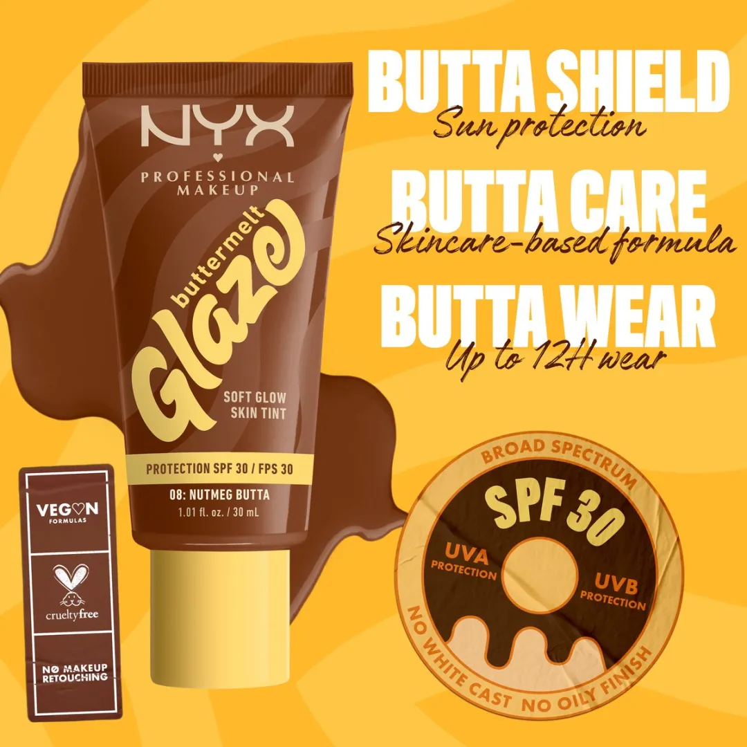 NYX Professional Makeup Buttermelt Glaze Nutmeg Butta Foundation SPF 30 - 30ml