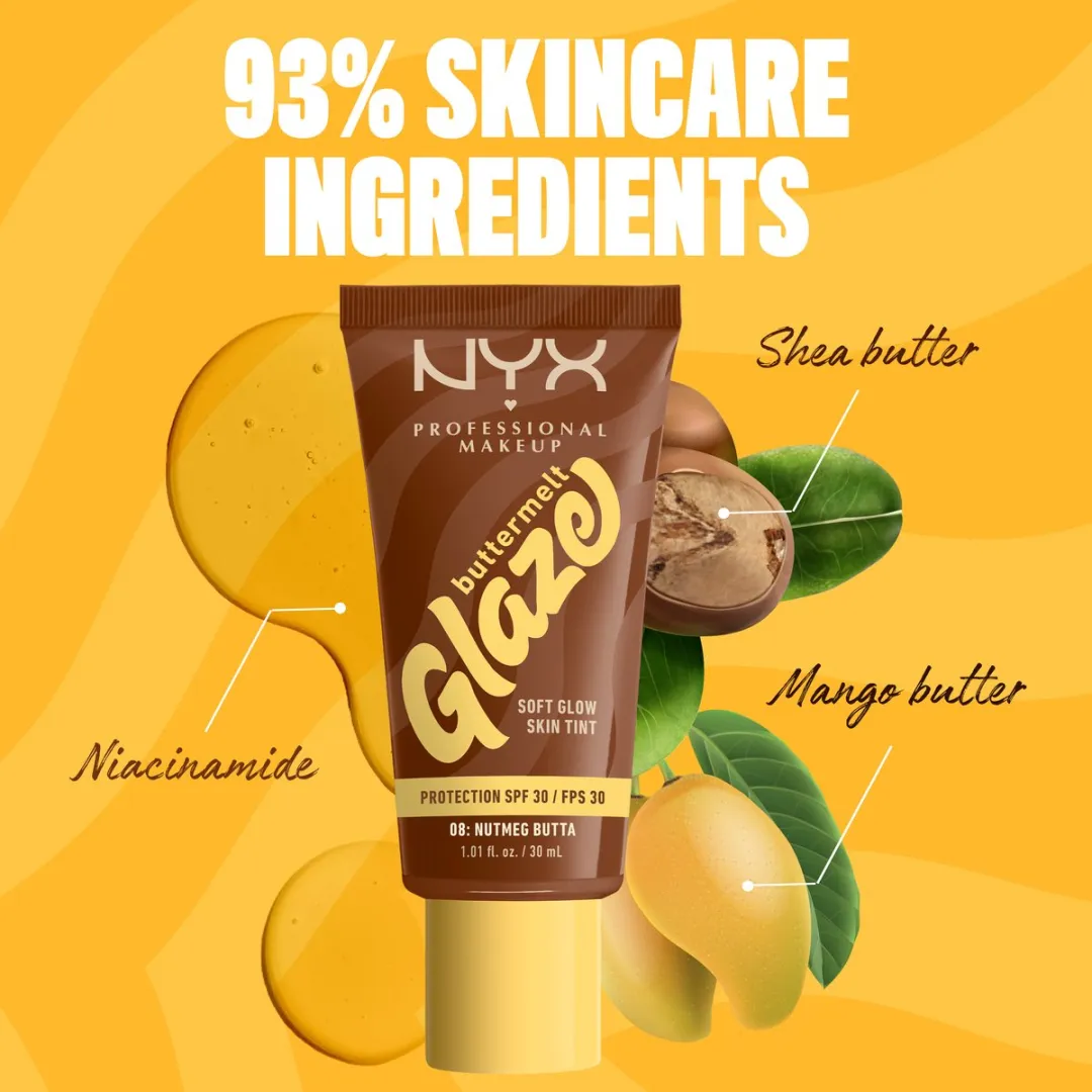 NYX Professional Makeup Buttermelt Glaze Nutmeg Butta Foundation SPF 30 - 30ml