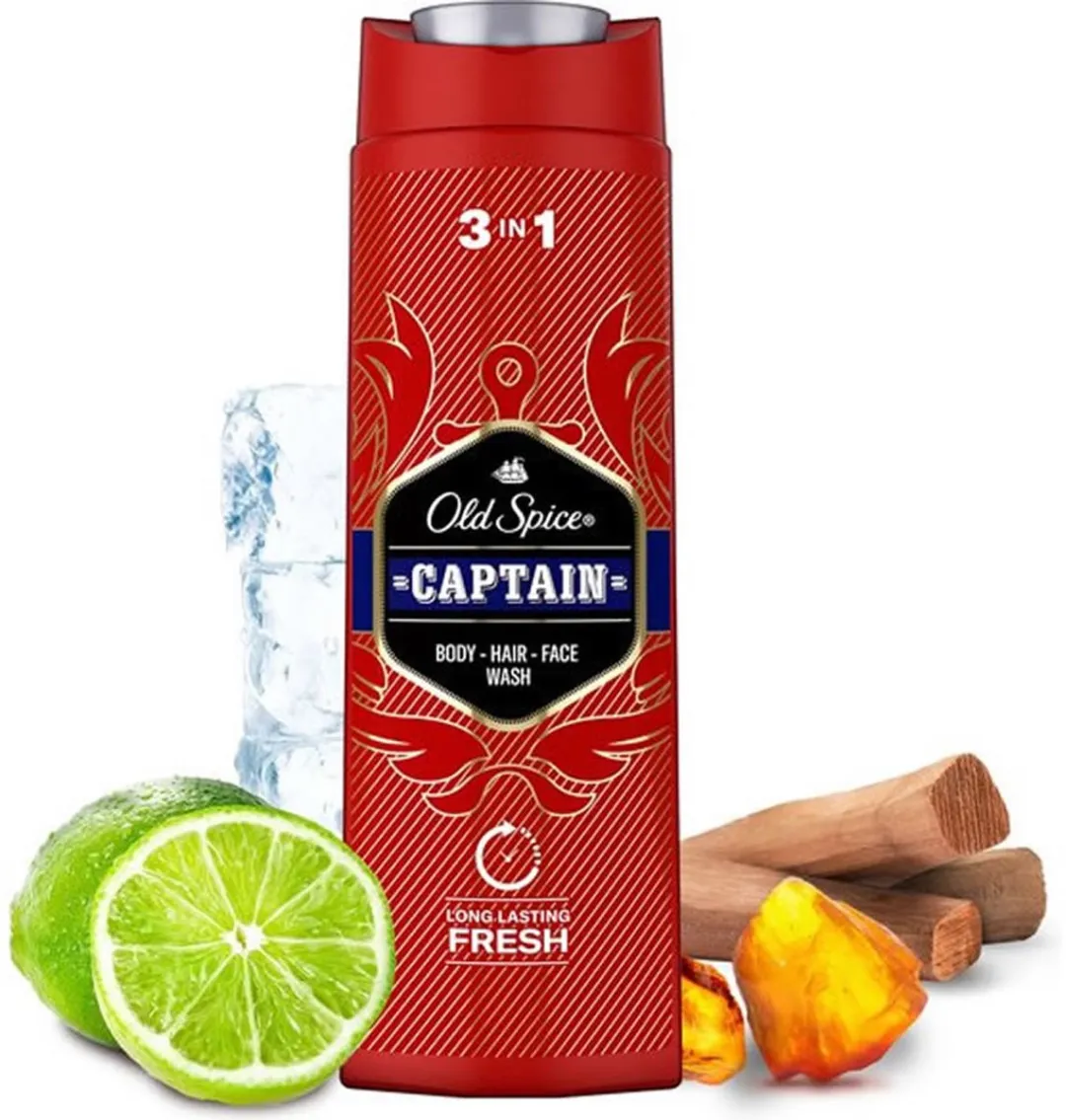 Old Spice Captain 3-in-1 Douchegel – 6x 250 ml – Lichaam, Haar & Gezicht – Langdurige Frisheid – Fierce Ocean Geur | Voordeelverpakking