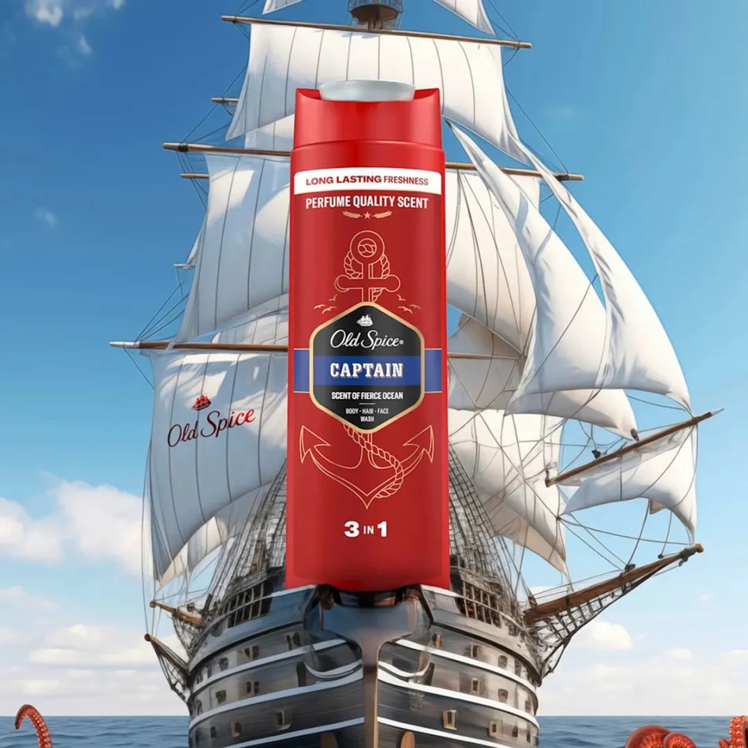 Old Spice Captain 3-in-1 Douchegel – 6x 250 ml – Lichaam, Haar & Gezicht – Langdurige Frisheid – Fierce Ocean Geur | Voordeelverpakking