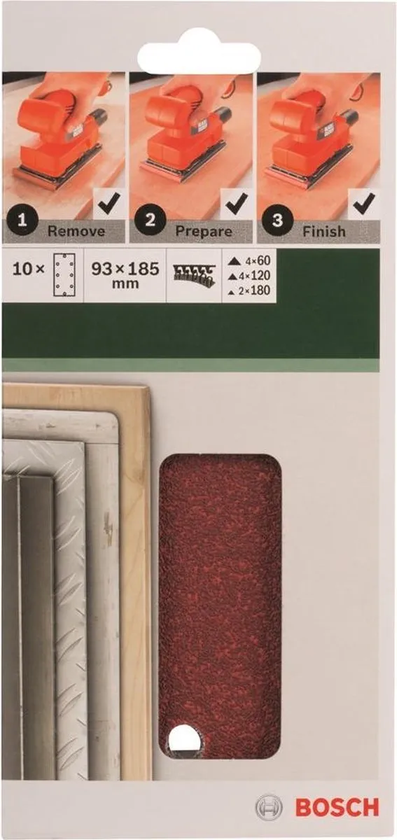 Bosch 10-delige Schuurbladset 93x185mm