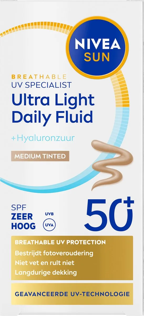 NIVEA SUN UV Face Light Daily Fluid SPF50+ - Gezicht - 40ml - Medium Tinted
