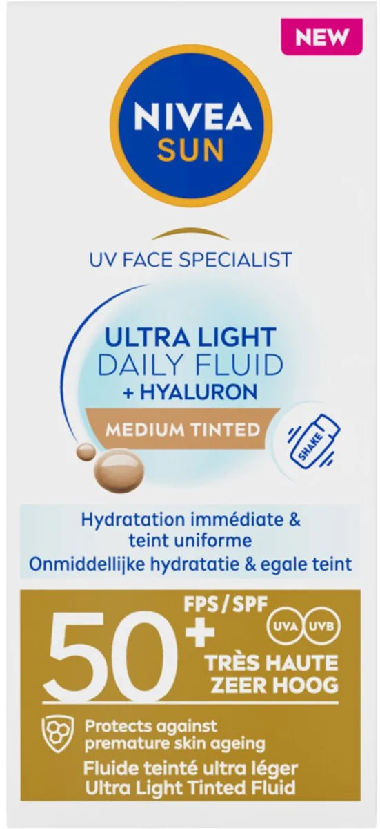 NIVEA SUN UV Face Light Daily Fluid SPF50+ - Gezicht - 40ml - Medium Tinted - afbeelding 6 van 6