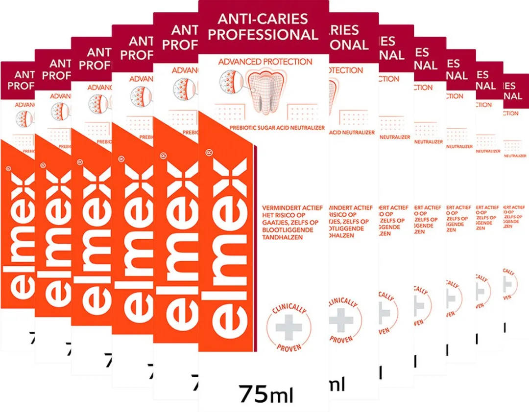 Elmex Tandpasta Anti-Cariës Professional Advanced Protection - 12 x 75 ml - Voordeelverpakking