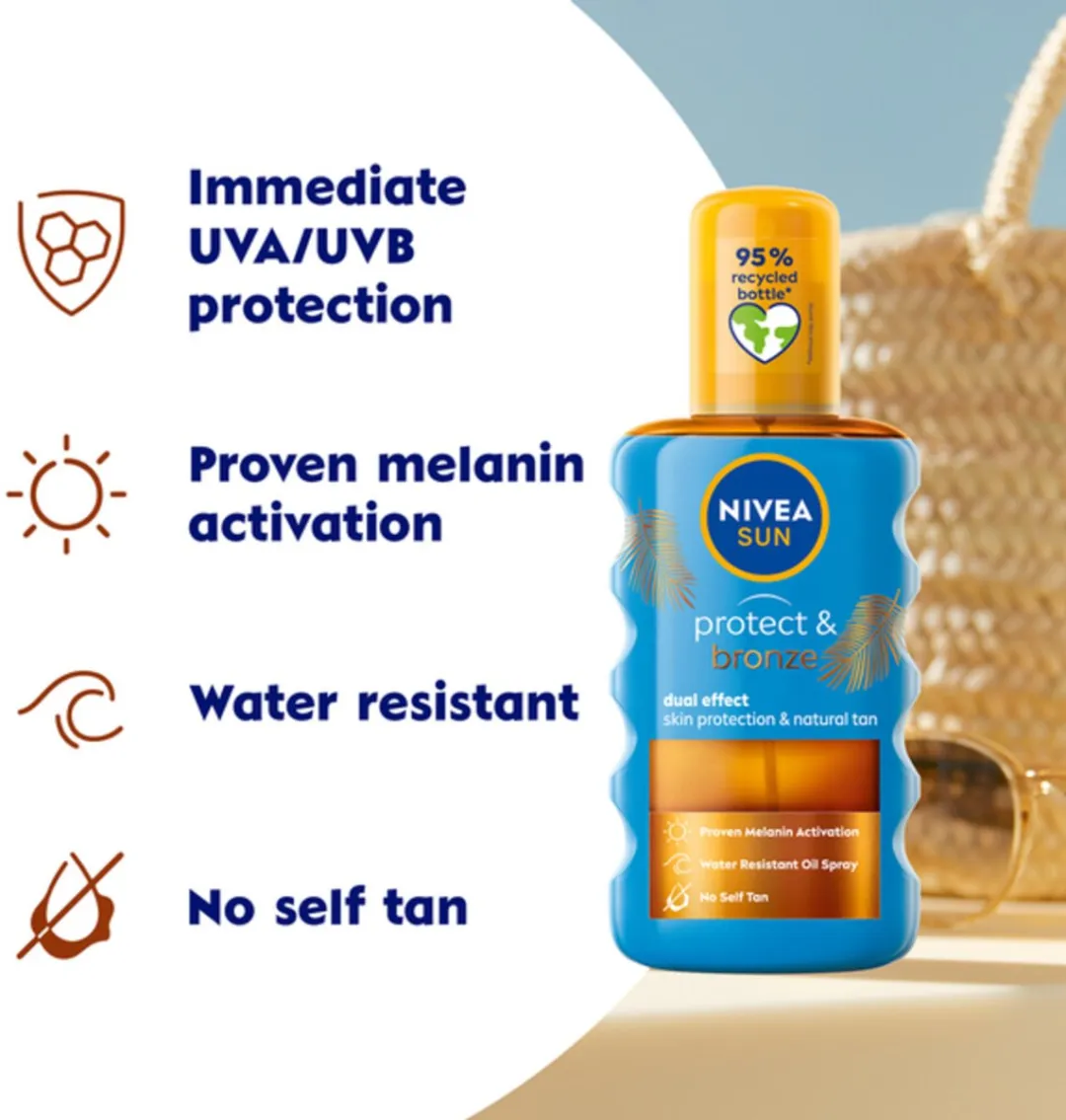 NIVEA Sun Protect & Bronze Olie Spray SPF 20 - 3x200ml