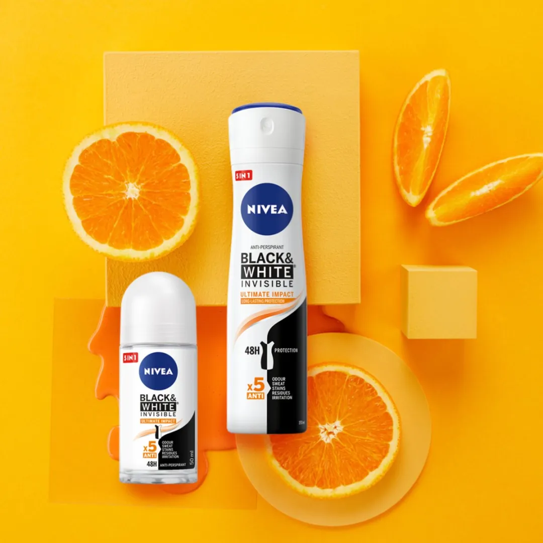 NIVEA Black & White Ultimate Impact Deo Spray 72H - 6x150ml