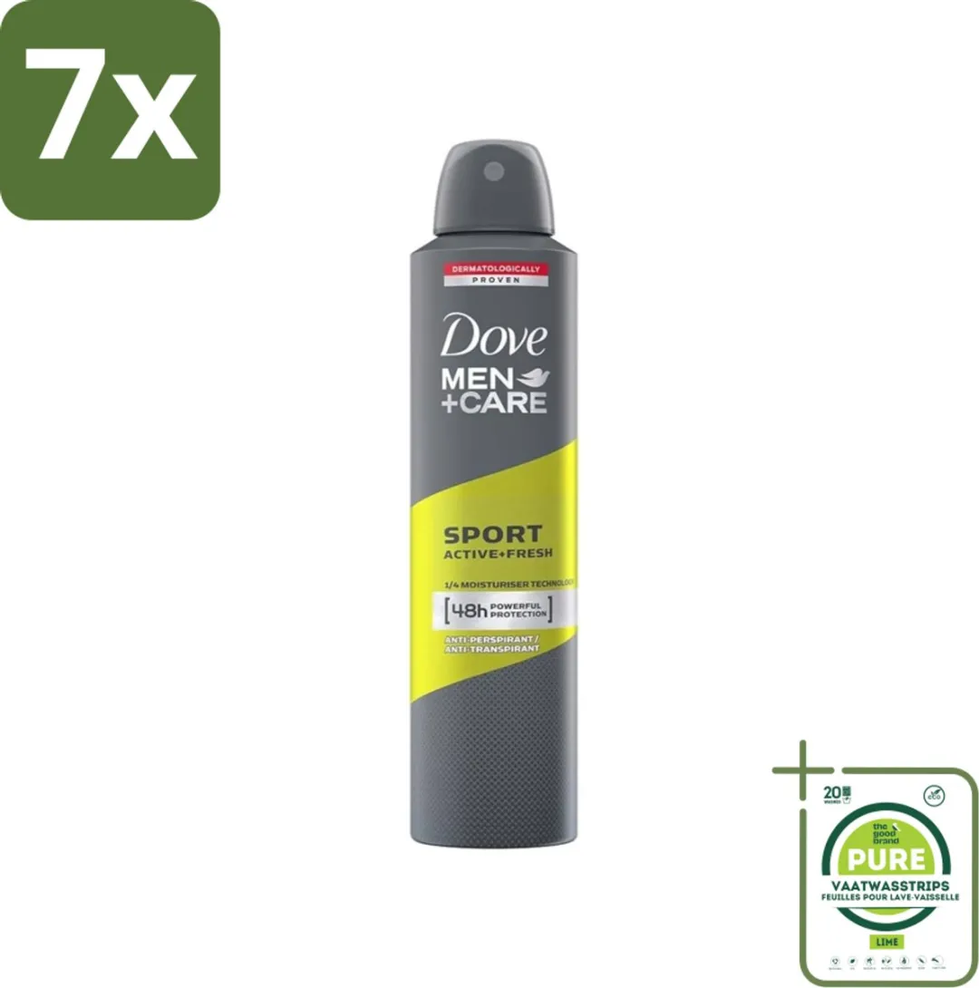 7 x Dove - Deodorant - Spray Men - Sport Active + Fresh - Energiek en verfrissend - 250 ml - Grootverpakking - Deodorant - Antitranspirant - Mannen - Sport - Frisheid