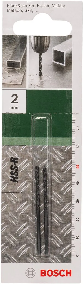 Bosch Metaalboren HSS-R 2mm DIN 338 - 2 Stuks
