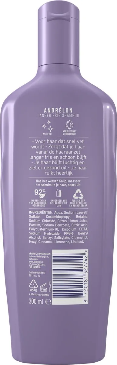 Andrélon Langer Fris Shampoo - 6 x 300 ml - Voordeelverpakking
