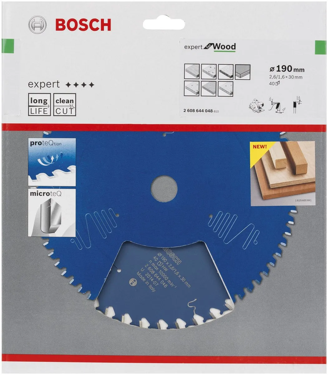 Bosch Expert for Wood Cirkelzaagblad 190x30x2.6/1.6mm - 56 Tanden