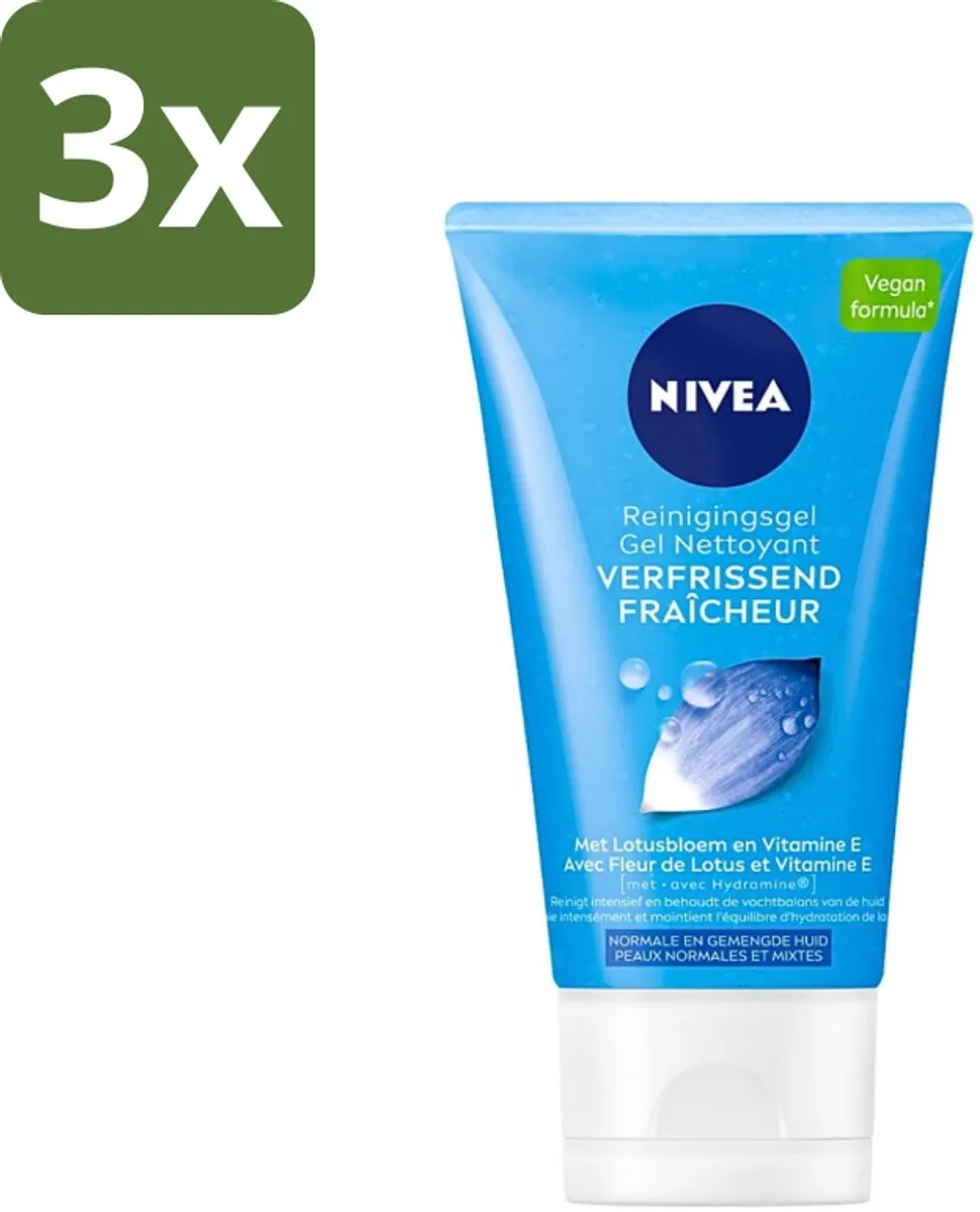 NIVEA Essentials Verfrissende Reinigingsgel 450ml - 3x150ml