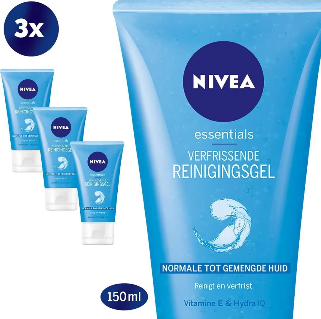 NIVEA Essentials Verfrissende Reinigingsgel 450ml - 3x150ml