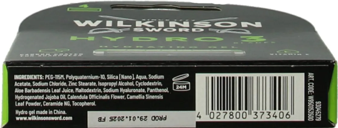 Wilkinson Sword Hydro 3 Mesjes - 4 Stuks