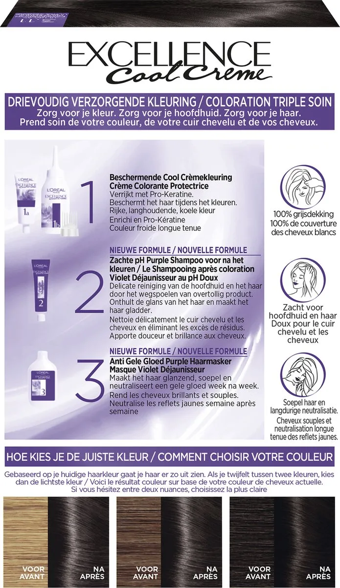 L'Oréal Paris Excellence Cool Crème 3.11 Haarverf - Ultra Ash Donkerbruin 1035ml - afbeelding 6 van 6