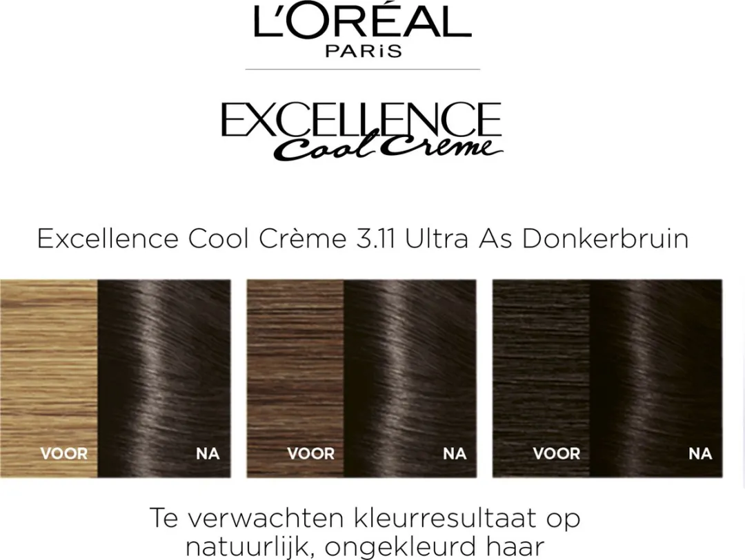 L'Oréal Paris Excellence Cool Crème 3.11 Haarverf - Ultra Ash Donkerbruin 1035ml