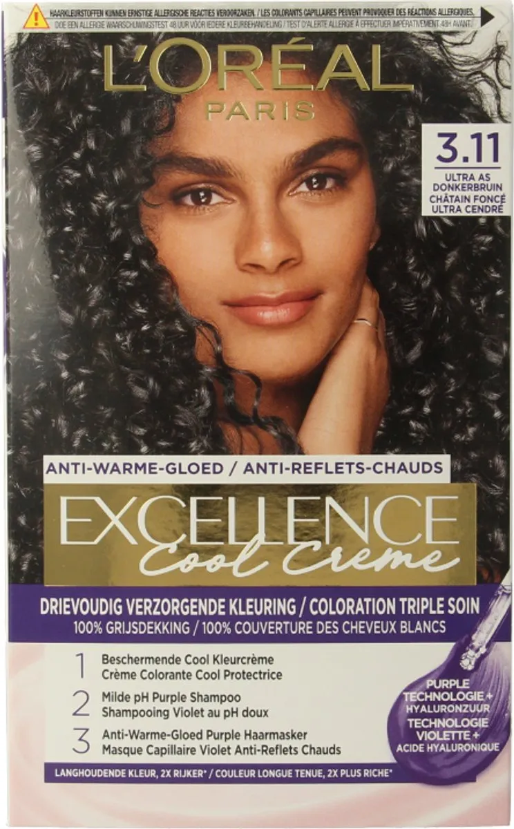 L'Oréal Paris Excellence Cool Crème 3.11 Haarverf - Ultra Ash Donkerbruin 1035ml