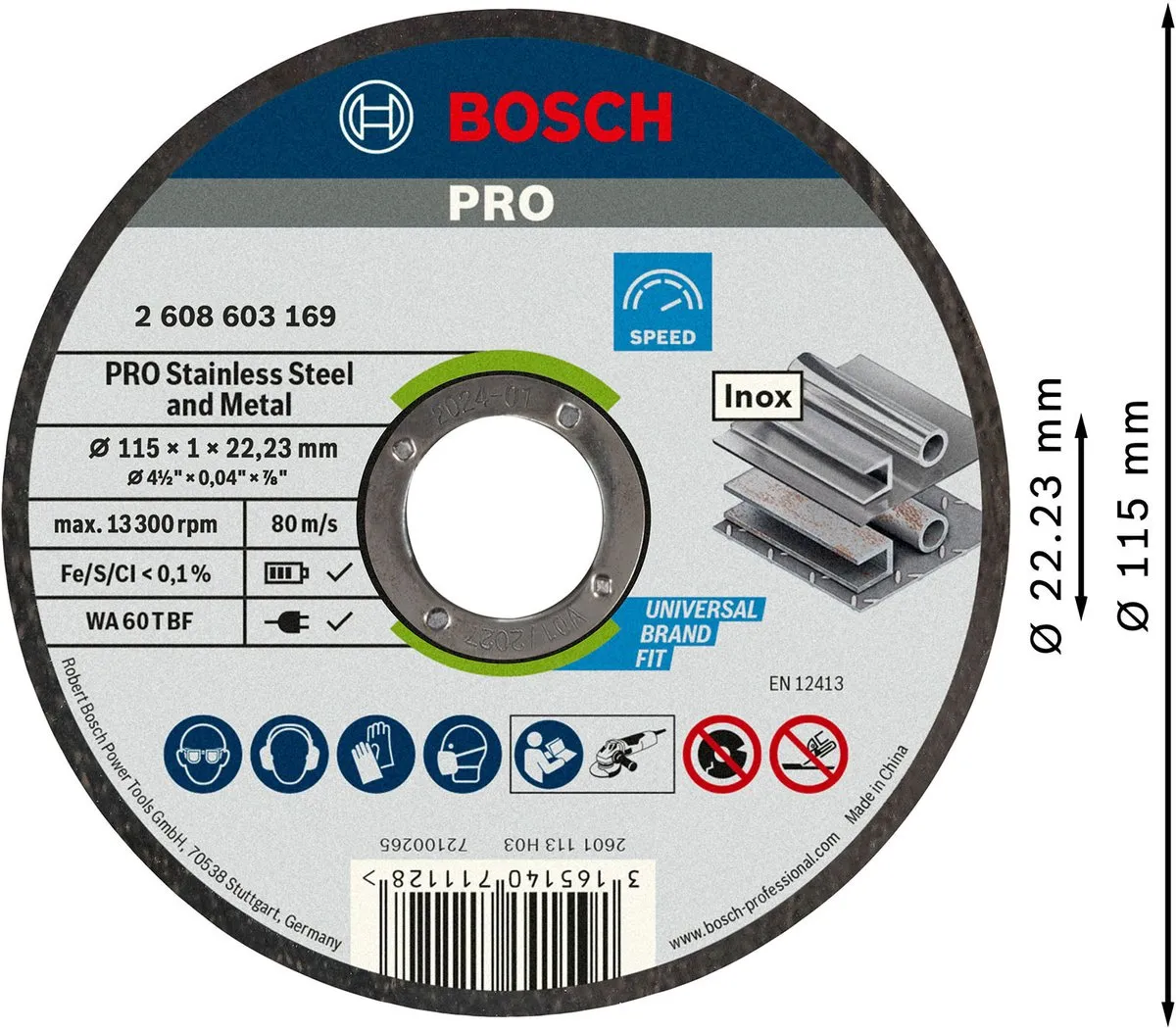 Bosch Doorslijpschijf Rapido WA 60 T BF 115mm - Metaal