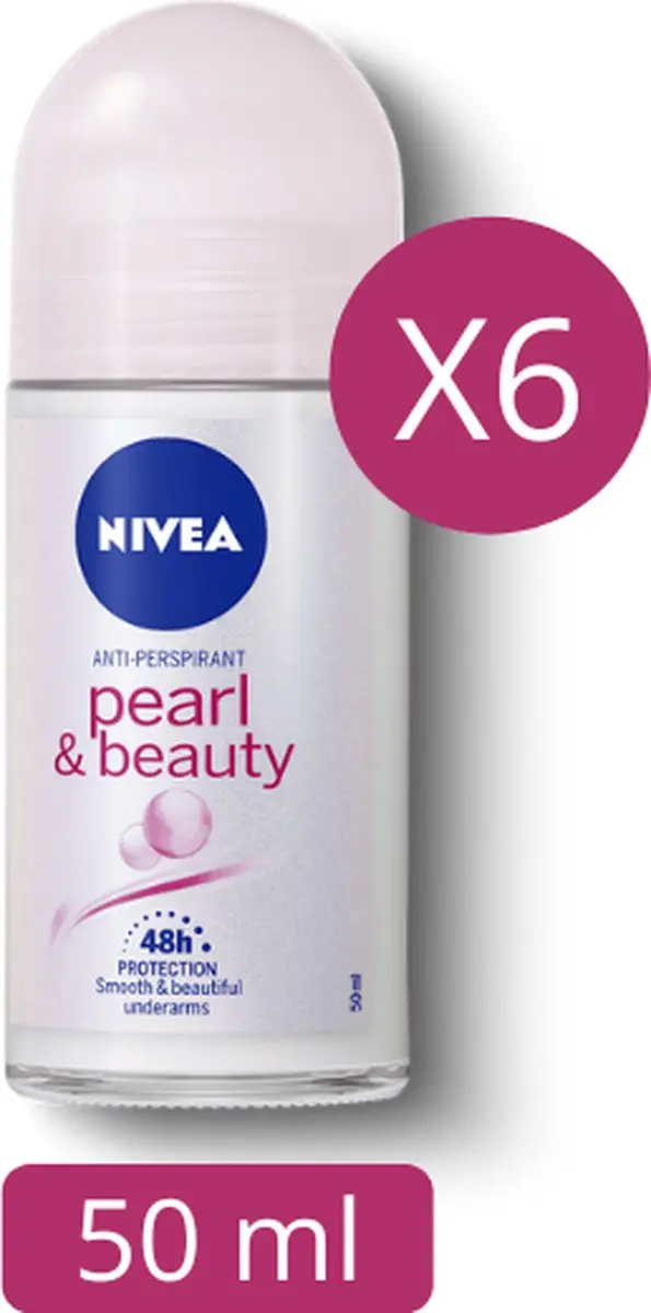 NIVEA Pearl & Beauty Deodorant Roller - 6x50ml