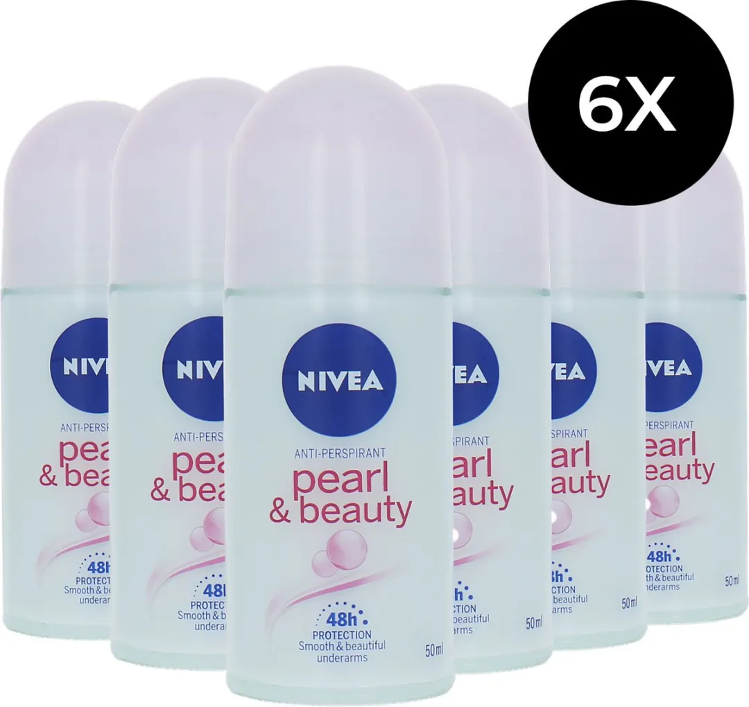 NIVEA Pearl & Beauty Deodorant Roller - 6x50ml