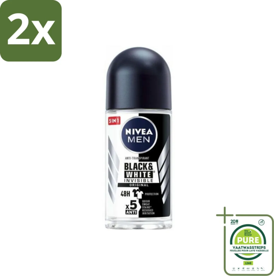 NIVEA MEN Invisible Deodorant Roller 2x50ml