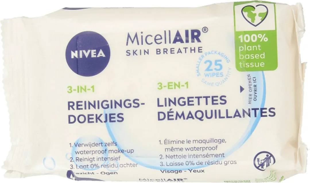 NIVEA 3-in-1 Micellair Doekjes 25 Stuks