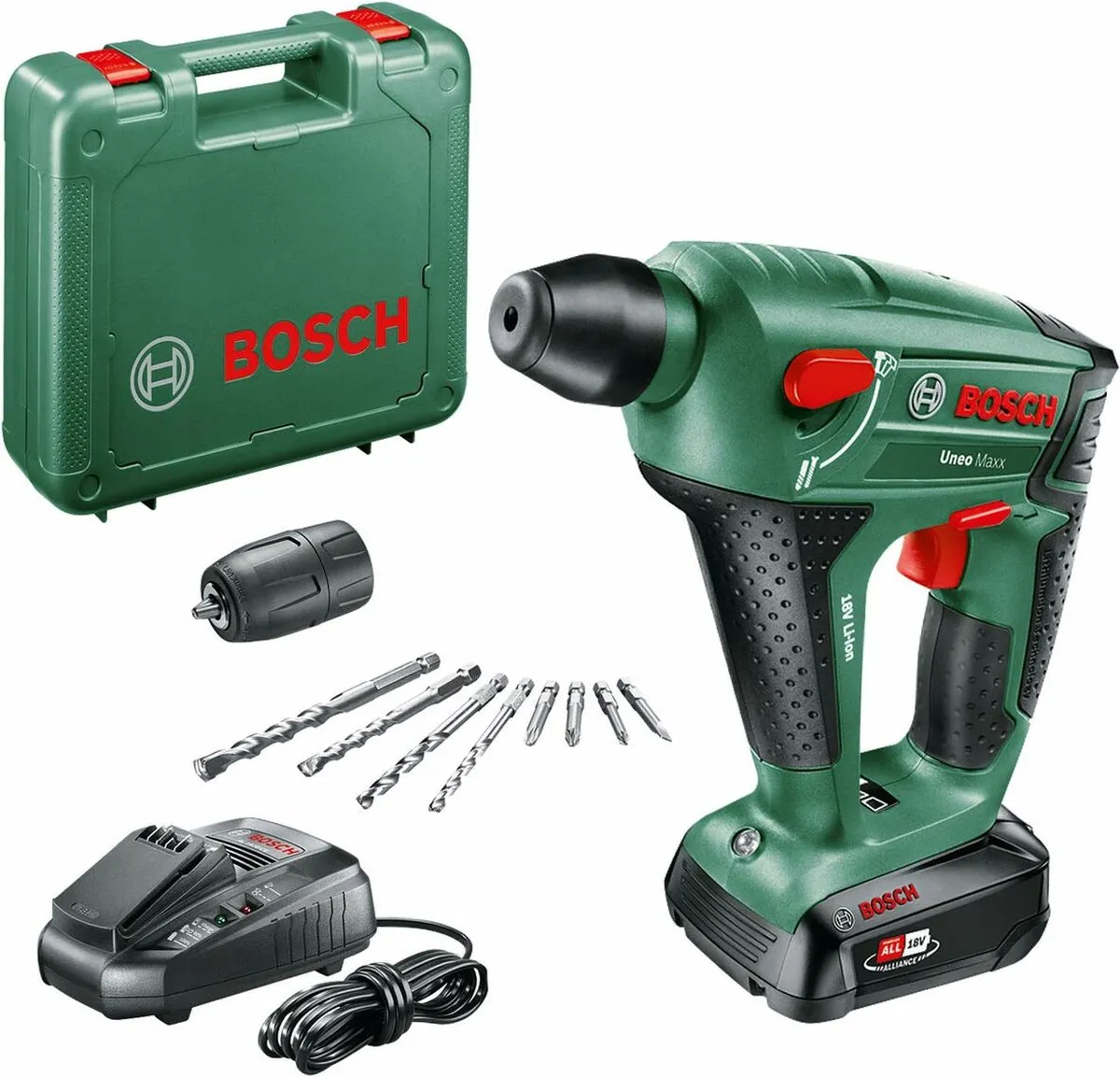 Bosch Uneo Maxx Accuboorhamer - Met 1x 18 V accu en lader - Met koffer