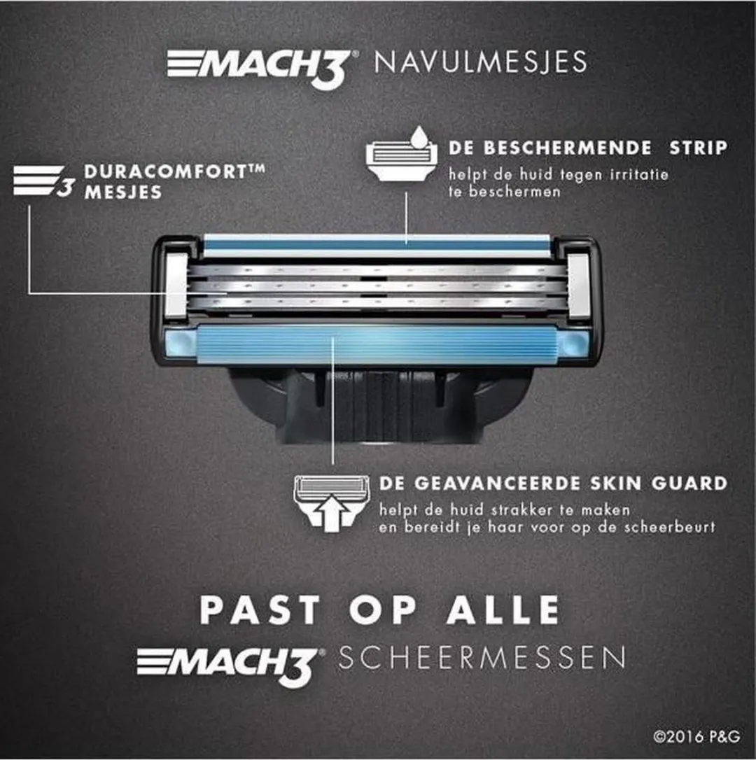 Gillette Mach 3 Scheermesjes 4 Stuks - Zwart
