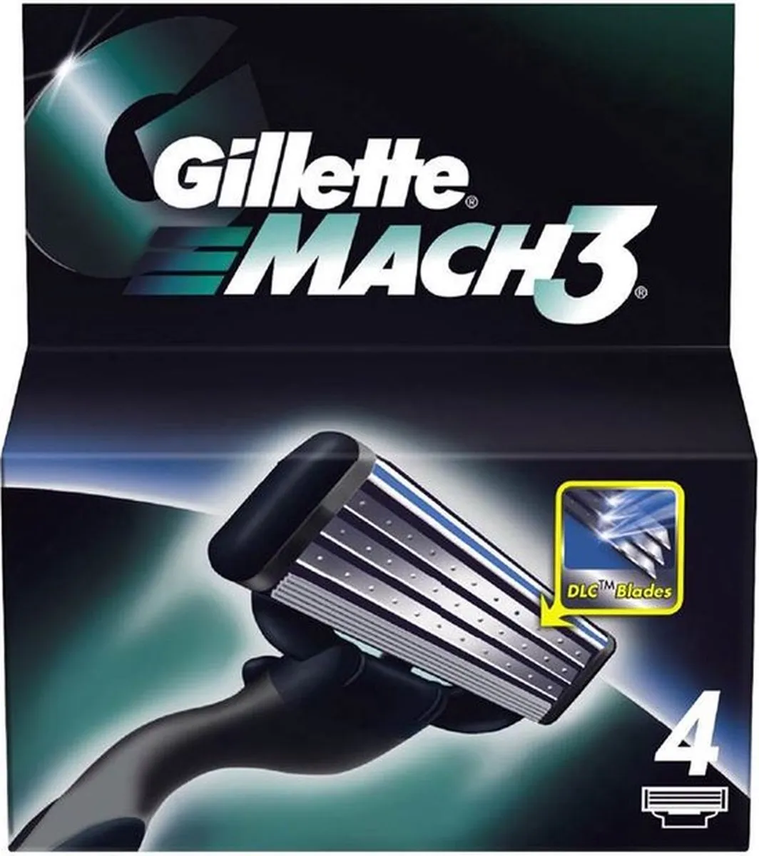 Gillette Mach 3 Scheermesjes 4 Stuks - Zwart