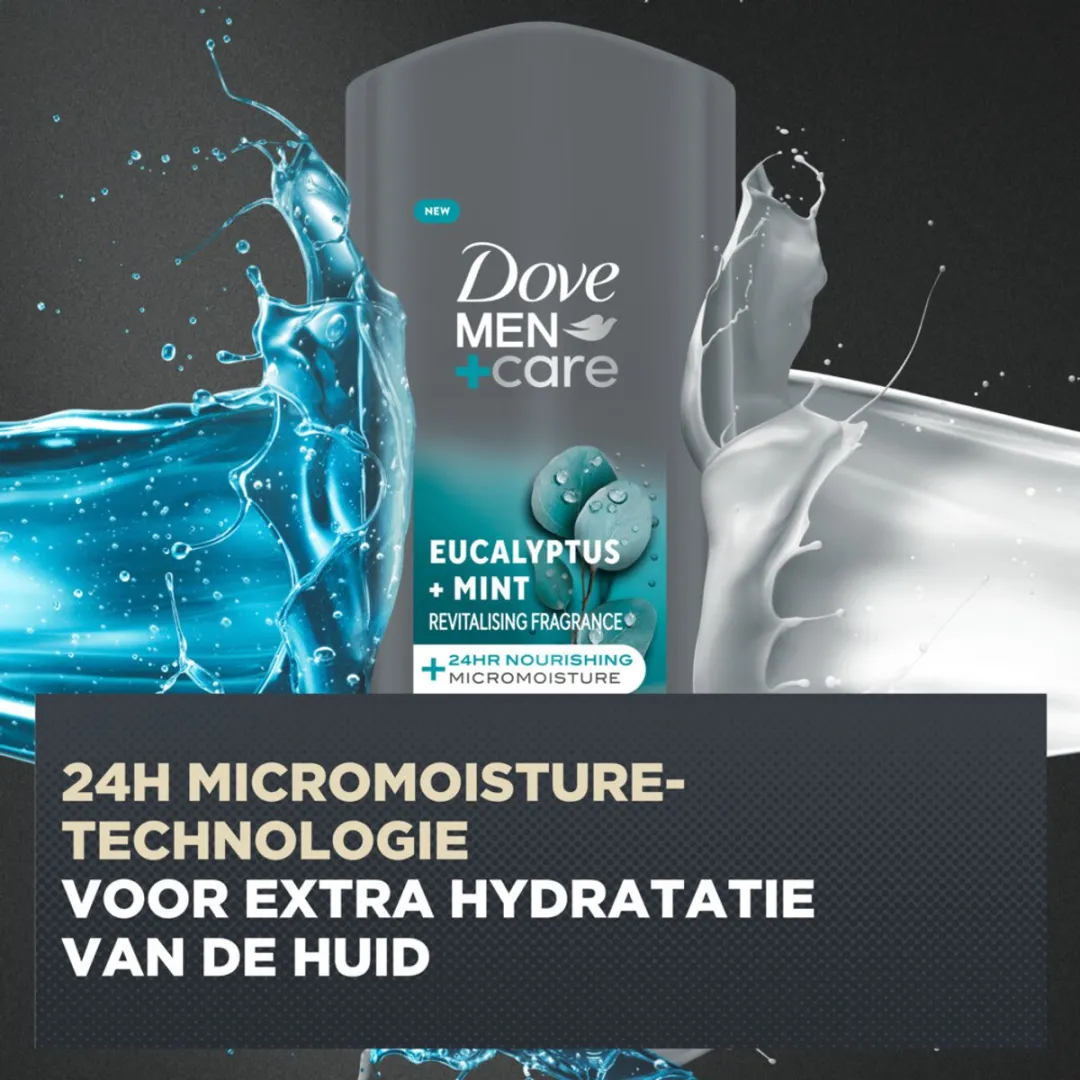 Dove Men+ Care Douchegel Eucalyptus & Mint 1200ml - 3 Stuks