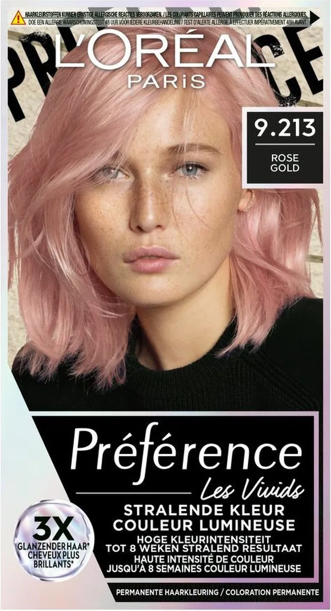 L'Oréal Paris Preference Vivids 9.213 Rose Gold Haarkleuring - 6 Stuks