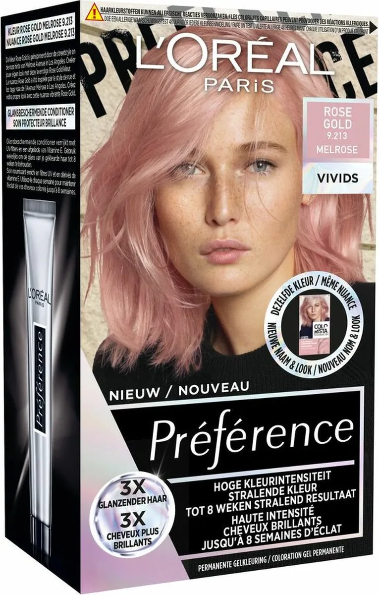 L'Oréal Paris Preference Vivids 9.213 Rose Gold Haarkleuring - 6 Stuks