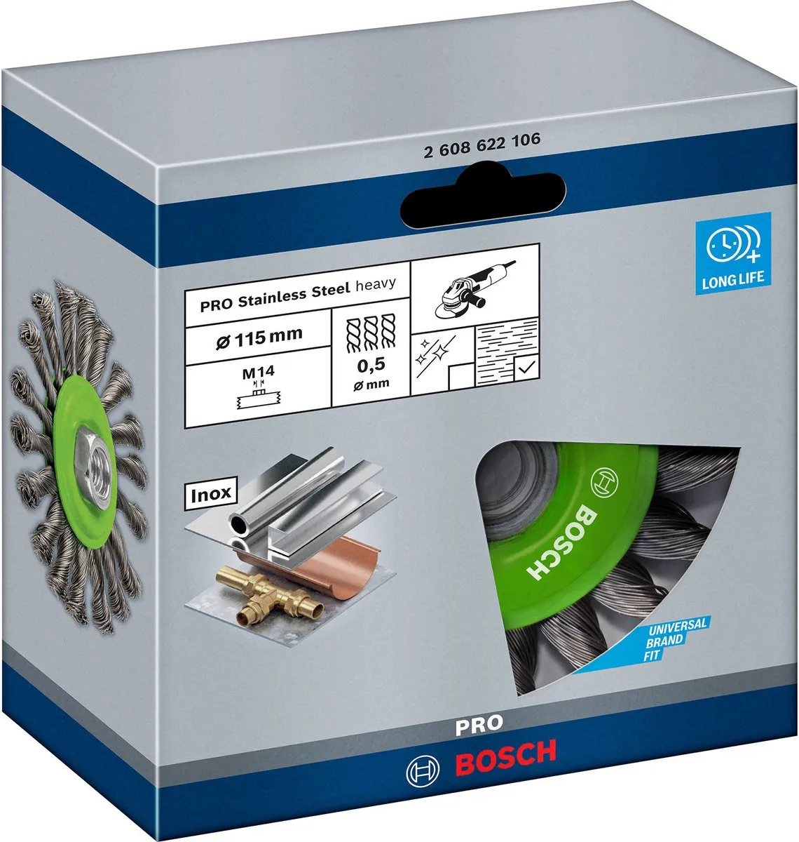 Bosch M14 Schijfborstel 115 Vlecht 0.5 Inox - afbeelding 4 van 5